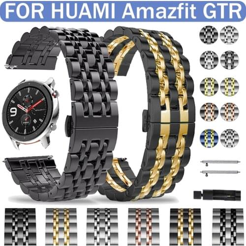 New Stainless Steel Wrist Strap for Huami Amazfit GTR 42mm 47mm Watch Metal Band for Amazfit Watch Accessories 20/22mm Bracelet