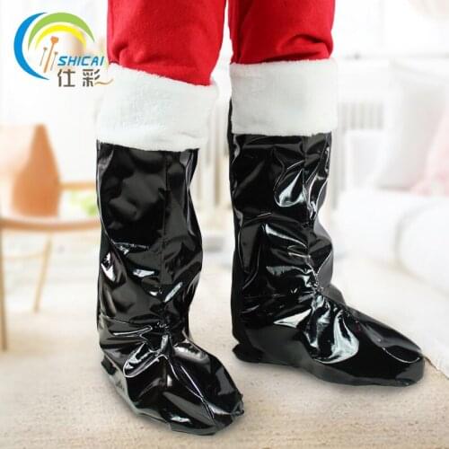 Adult Christmas shoes Black Santa Claus shoes Christmas decorations White lady Christmas boots Wedding party supplies