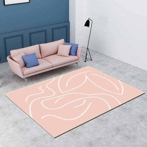 Pink Carpet Abstract Geometric Lines Rugs For Living Room Modern Minimalist Art Bedroom Floor Carpets Home Room Decoration Mat