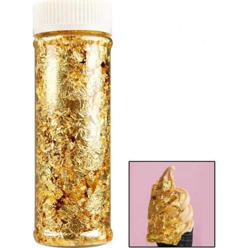 Edible Grade Genuine Gold Leaf Schabin Flakes 2g 24K Gold Decorative Dishes Chef Art Bakeware Kitchen Cake Decorating Tools