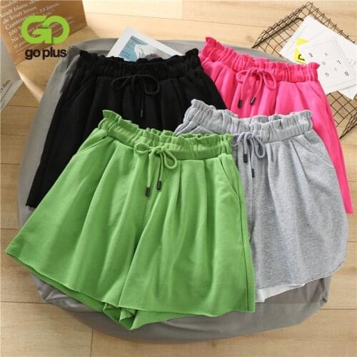 GOPLUS Summer Womens Shorts Casual Solid Black Elastic High Waist Clothing shorts Women Short Feminino Spodenki Damskie