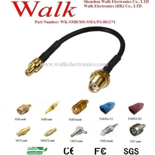 SMB male SMA female rg174 cable, SMA SMB rg174 cable, smb cable antenna