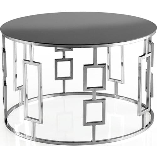Modern Sitka Center table Chrome Plated Black Glass coffee tables table basse furniture living room table