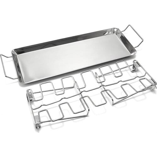 Chicken Leg Rack BBQ Beef Chicken Wing Grill Rack Stainless Steel Folding Drumsticks Holder Oven Roaster Stand With Oil Brush