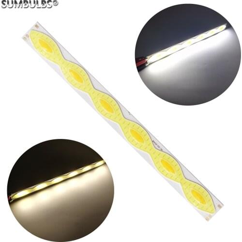 SUMBULBS 204x18mm DC 12v led cob strip bar light lamp source double color warm cold white led cob bulb for diy Auto lights