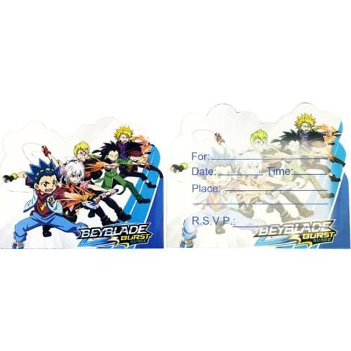 Happy Birthday Party Boys Kids Favors Beyblade Burst Theme Invitation Cards Baby Shower Decoration Events Supplies 100pcs/lot