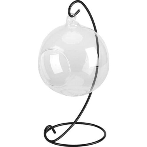 Hanging Glass Terrarium Clear Large Glass Vase With 9 Inch Metal Display Stand Ocean Scene For Air Plants Succulent Planters