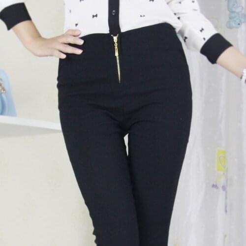 Women Pants elastic Slim Lady cotton Trousers Skinny Capris Black White Woman Zipper Pencil Pants business women casual Leggings