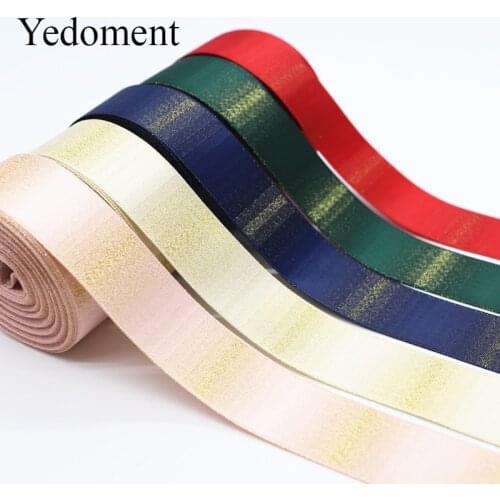 10 Yards 25MM Gold Gradient Satin Ribbon For Hair Bows/Gift Packaging/Wedding DIY Crafts Handmade Accessories M19071903