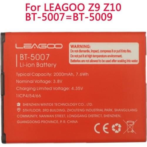 100% Original High Quality Battery 2000mAh For LEAGOO Z9 Z10 BT-5007&BT-5009 Batterie Batteria