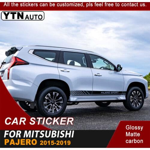For Mitsubishi Pajero 2015 2016 2017 2018 2019 2 Pcs Side Door Body Car Decals Sport Racing Stripe Graphic Vinyl Car Stickers