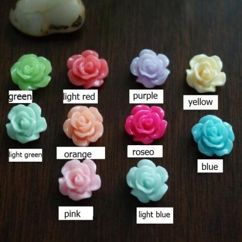 200pcs/lot 10MM Resin Rose Flower Flatback Buttons DIY Scrapbooking Appliques10 Colors