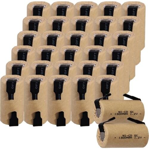 32 pcs SC battery 4.25cm*2.2cm 1300mah 1.2V NICD SUBC batteries for power tools for BOSCH for DEWALT for CASALS for MAKITA