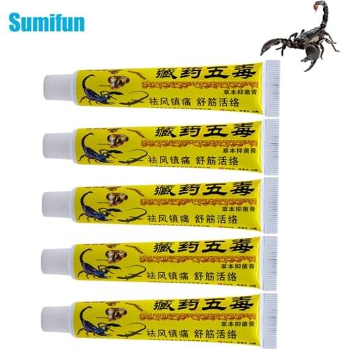 5Pcs 20g Scorpion Venom Analgesic Cream Rheumatism Arthritis Joint Ointment Muscle Sprain Knee Neck Back Medical Plaster D2425