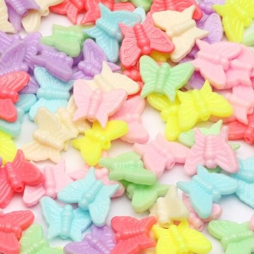 50pcs 13x16mm Candy Color Butterfly Beads Loose Spacer Charms Acrylic Beads For Jewelry Making Handmade Diy Necklace Bracelet