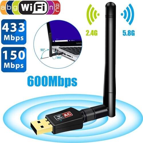 600Mbps USB Wifi Adapter Dual Band 5.8GHz 2.4GHz 802.11AC RTL8811AU 600M Wireless USB Wi-fi Adapters With Antenna Wholesale Lots