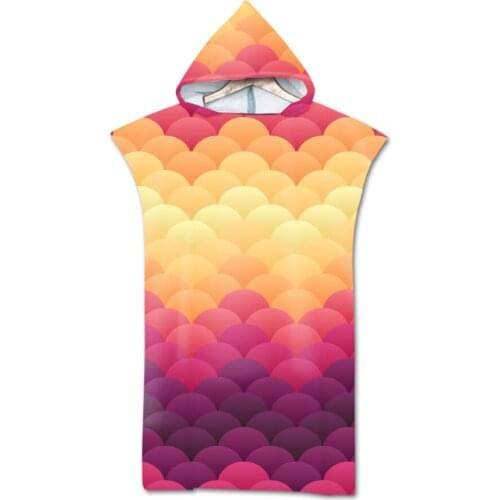 75*110cm Microfiber Fish Scale Hooded Beach Towel For Adults Quick Dry Swimming Bath Towel With Cloak Bathrobe Drop Shipping