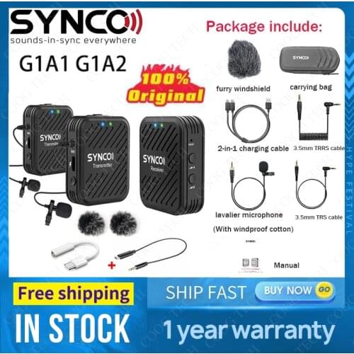 SYNCO G1 G1A1 G1A2 Wireless Lavalier Microphone System for Smartphone Laptop DSLR Tablet Camcorder Recorder pk comica