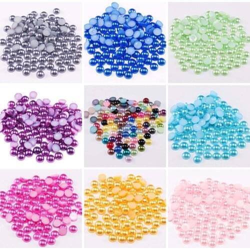 3 4 5 6 8 10 12MM Imitation Pearl Round Half Bead Bulk Wholesale Beads For Jewelry Making Scrapbook Beads Decorate Diy Accessory