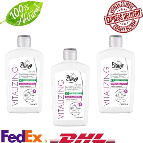Garlic Shampoo 3 Pieces |Dr. C. Tuna Vitalizing Garlic & Capixyl Shampoo All Hair, 3x 500ml - 16.9fl oz Fast Delivery