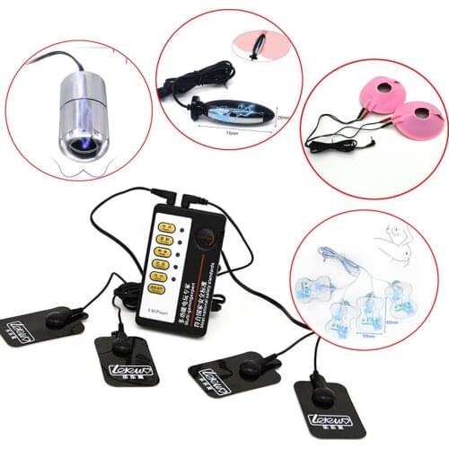 Electro Shock Pulse Anal Vagina Plug Jump Eggs Clit Stimulator Dildo Vibrator Nipple Pad Bdsm Bondage SM Game Sex Toys For Women