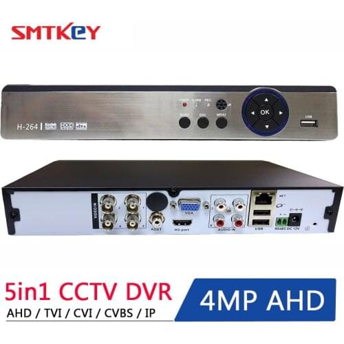 SMTKEY Onvif P2p 5 IN 1 4MP AHD DVR NVR XVR CCTV 4Ch 1080P 3MP 5MP Hybrid Security DVR Recorder Camera