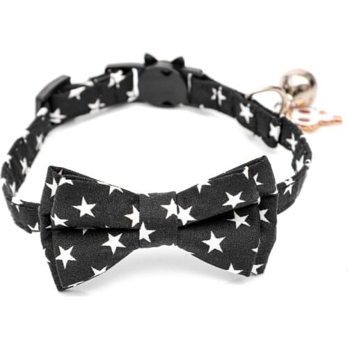 Cotton Five-pointed Star Cat Ring with Cat Pendant and Small Bell Pet Cat Collar Pet Accessories