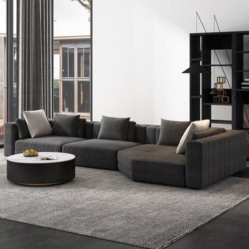 Italian light luxury corner fabric sofa modern simple villa Nordic living room Italian minimalist sofa combination