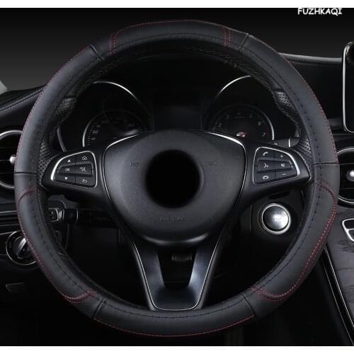 FUZHKAQI Leather Car Steering Wheel Cover For Mercedes Benz W204 W205 W210 W211 W212 W203 W176 CLA GLA SLC