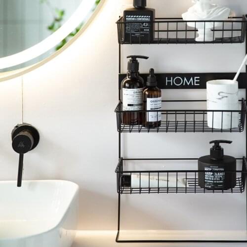 Creative Iron Home Shelf Bathroom Countertop Storage Free Punch Toilet Storage Rack