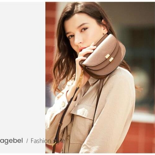 Real leather small flap bag Double cover two straps chains crossbody bags cow leather Waist Packs