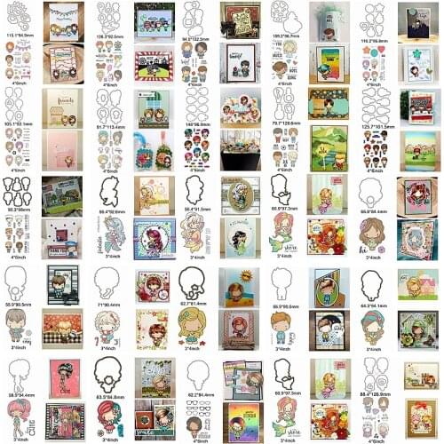 Metal Cutting Dies Match Clear Silicone Stamps Cute Boys & Girls Letter Words Sentence Make Cards Scrapbook Craft Stencils Tools