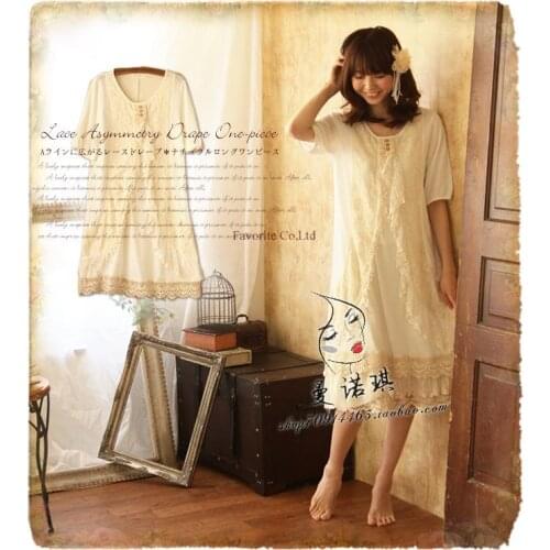 Cute lace patchwork irregular tassel hippie boho mori girl vintage lolita tunique vetement femme roupa feminina vestido de festa