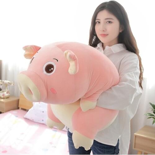 Kawaii pink pig plush toy giant girl holding sleeping pillow doll long strip piggy pillow for girl sweet gift 43inch 110cm