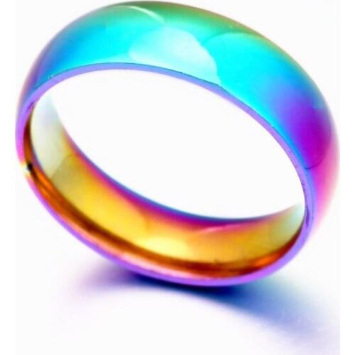 MOREDEAR Men Women Rainbow Colorful Ring Titanium Steel Wedding Band Ring Width 2mm 4mm 6mm 8mm Size 5-13 Gift