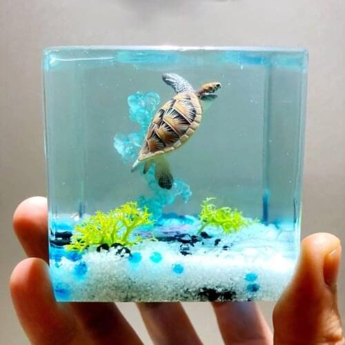 Marine Animals Turtles Tortoise Crystal Resin Ornaments Car Decoration Creative Birthday Gift