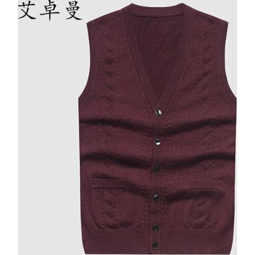 Mens vest sweaters casual style wool knitted single breasted men cardigan vest loose sizes top quality