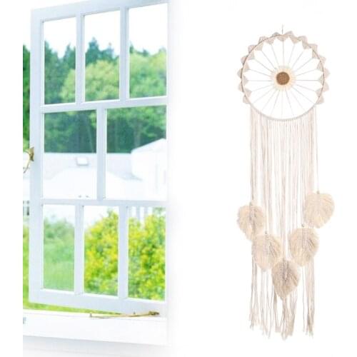 Wall Hanging Hand-Woven Pendant Macrame Leaf Woven Tapestry Home Decor Art Handmade Ornaments Gift for Girls Friends