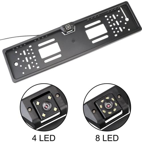Niversal European Car License Plate Frame Auto Accessories Parking Assistance Kit Night Vision 4/8 LED Car Rear View Camer