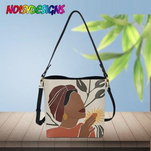NOISYDESIGNS 2021 New Fashion Shoulder Messenger Bucket Bags Africa Woman with Flower Ladies Fashionable Handbags Women Bag