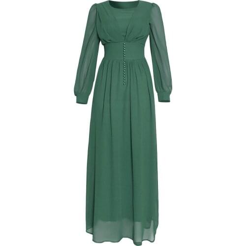 2021 New Fashion Popite WomenS Dress Muslim Clothing Long Sleeve Chiffon Skirt (No Headscarf)