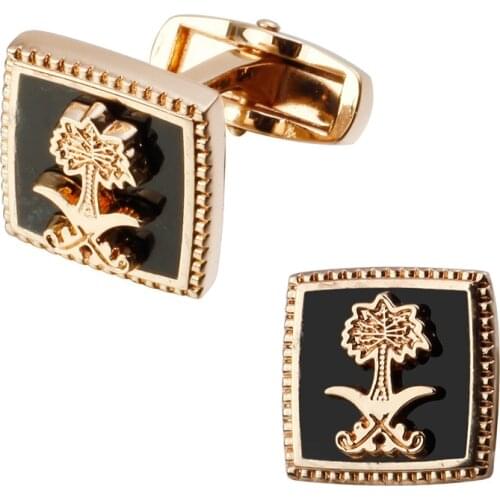 The latest mens wedding jewelry French shirt cuff Cufflinks rose gold flower Saudi flag Cufflinks