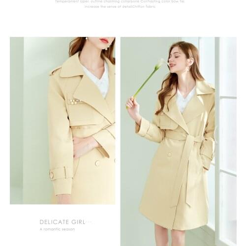 Spring and Autumn Clothing 2021 New Yellow Windbreaker Womens Middle Length Temperament Waist Down, This Years Fashion