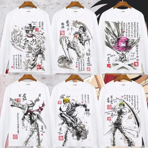 One Piece Cosplay T Shirt Monkey D Luffy Men/Women Spring Autumn Long Sleeve T-shirt Tony Tony Chopper Cartoon Top Tee Costume