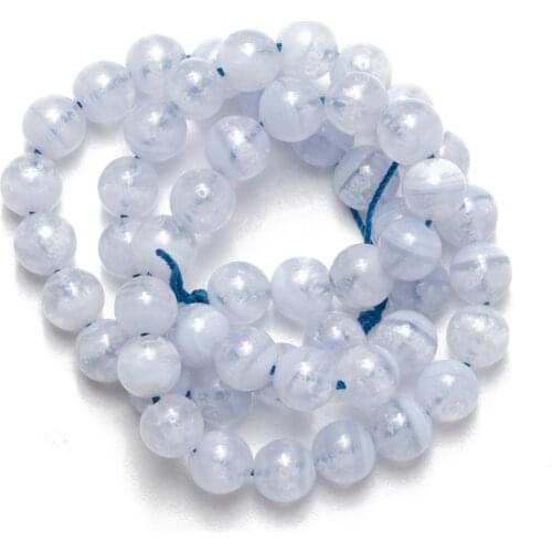Wholesale Natural Stone Blue Lace Agates Beads Round Loose Beads 4mm 6mm 8mm 10mm for Jewelry Making Accessories Bracelet DIY