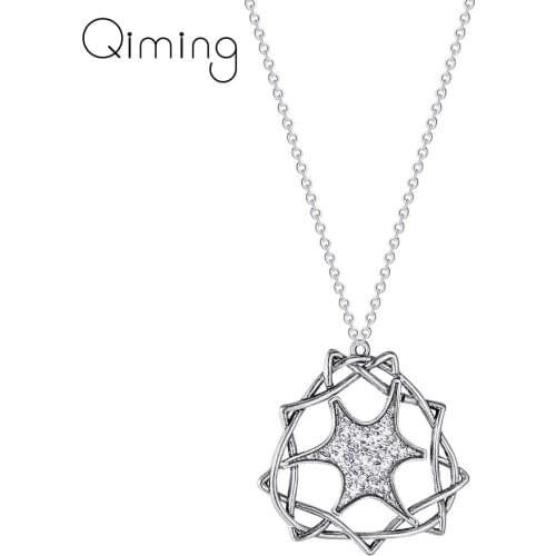 Viking Jordan Star Pendant Necklace For Men And Women Irregular Hexagram Lucky Amulet Antique Silver Necklace Gift