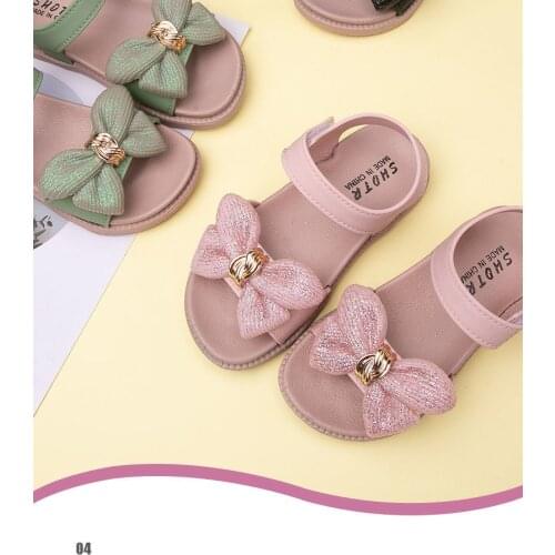 Girls' Soft-soled Beach Shoes Baby Girls Bow-knot Open-toed Childrens Sandals Leather Sandals With Bowtie Bow Summer Kids R5