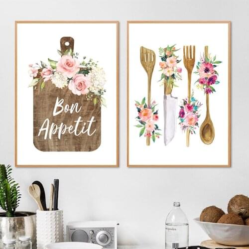 French Bon Appetit Wall Art Canvas Painting Posters and Prints Kitchen Room Decor Housewarming Gift Kitchen Dining Home Decor