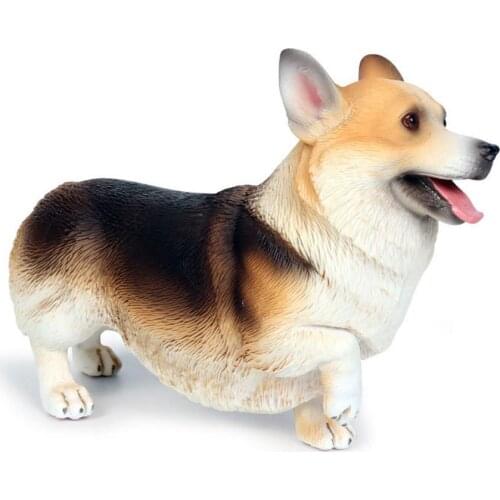 Lifelike Corgi Dog Animal Model PVC Solid Figurine Desktop Ornament Kids Toy