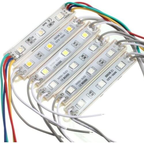 Super Bright SMD 5050 RGB white LED Module 3 LEDS Light Waterproof 0.72W 12V DC led channel letter advertising free shipping